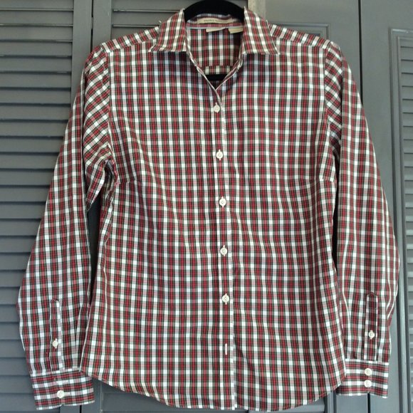 L.L.Bean Wrinkle Resistant Red Plaid Shirt - Picture 1 of 3